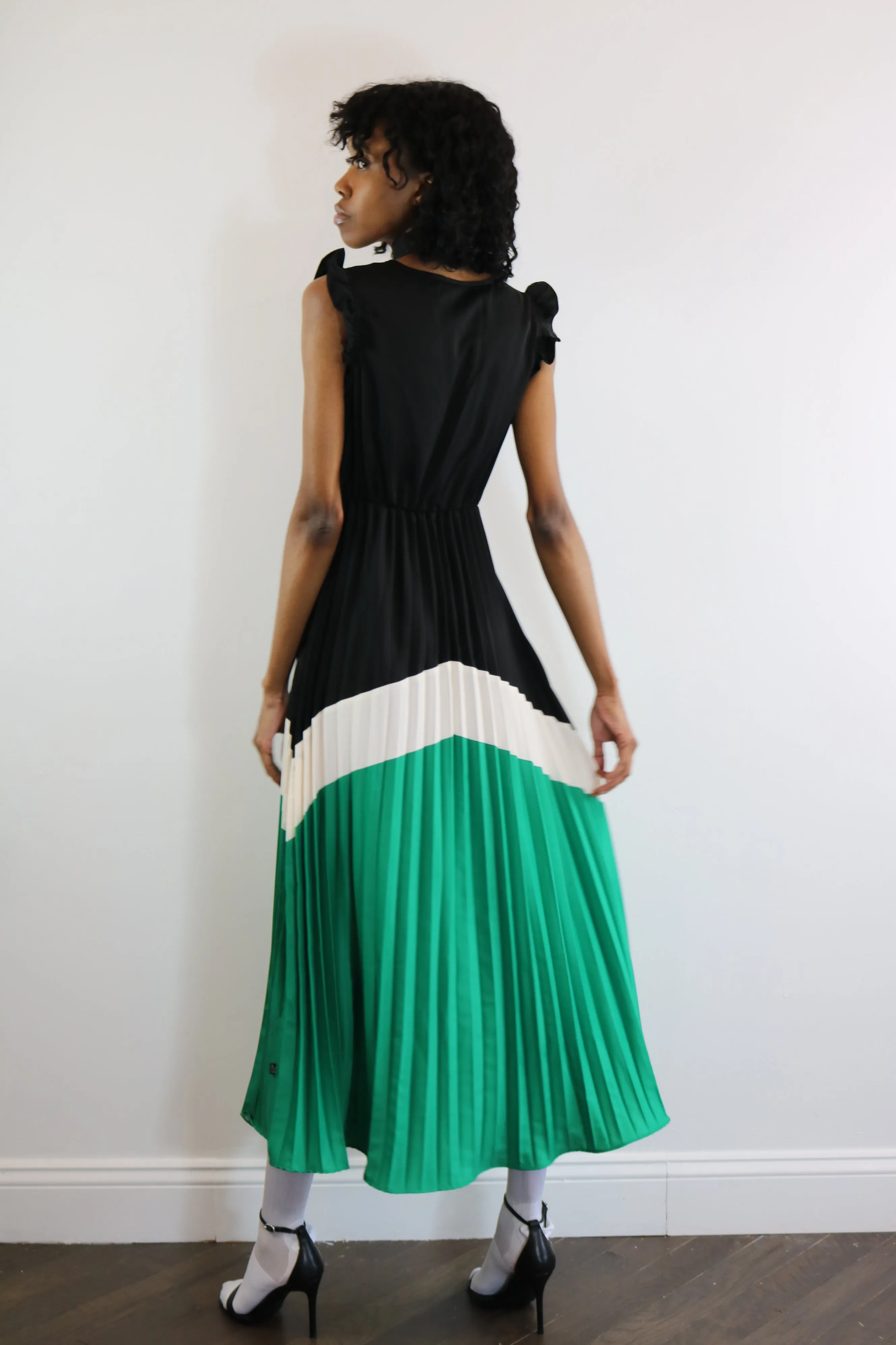 Pleated Chevron Dress