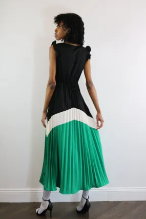 Pleated Chevron Dress