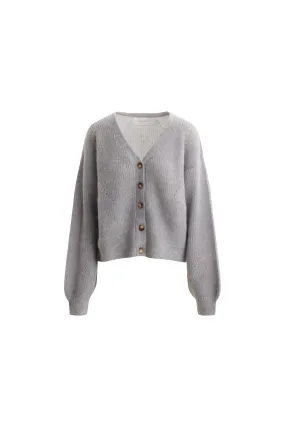 Precise Knit Cardigan - Dusty Blue Melange