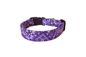 Purple Paisley Bandana Print Dog Collar