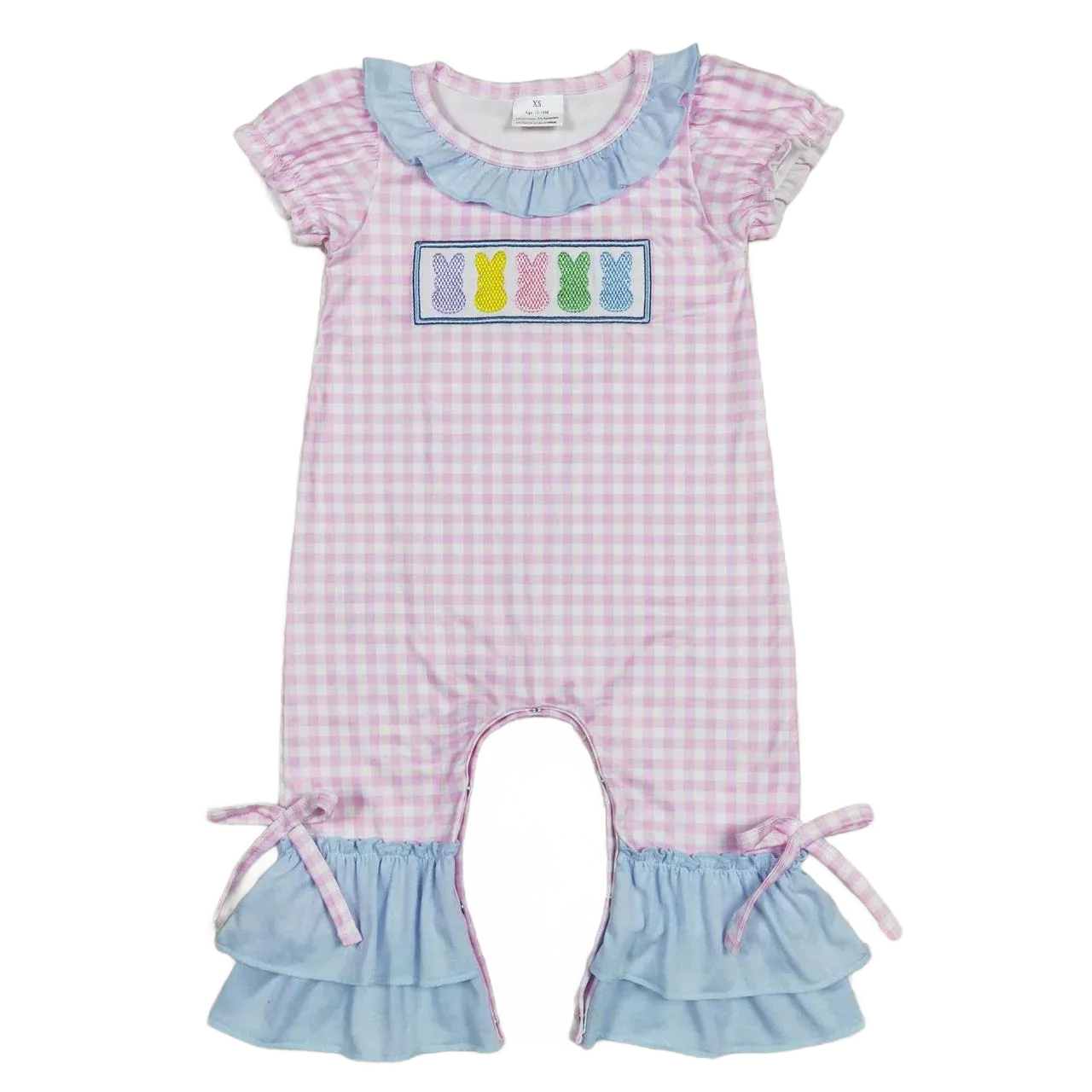 "Bunnies and Checks" Boho Romper