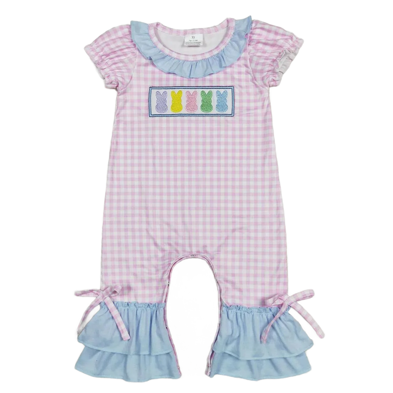"Bunnies and Checks" Boho Romper