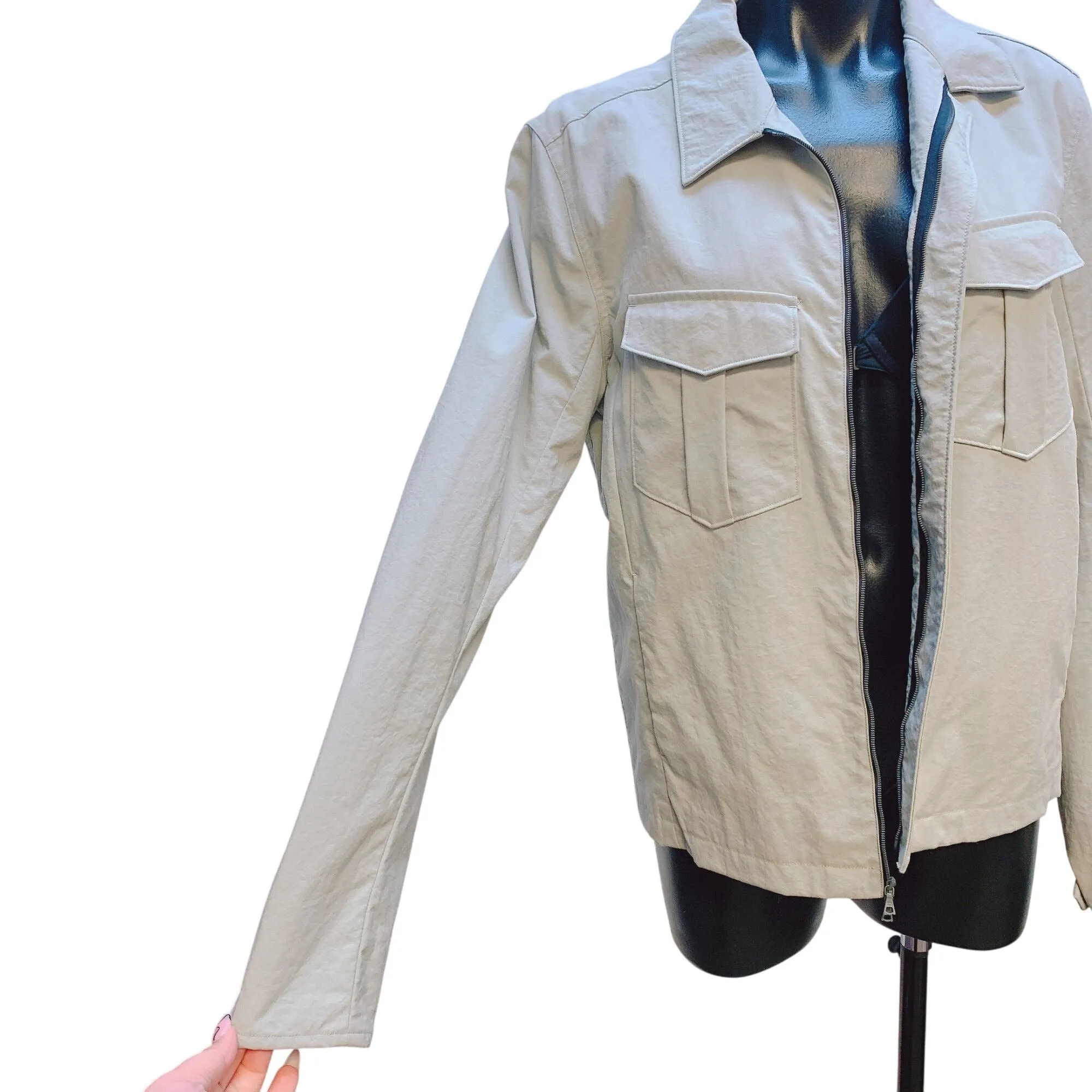 Rag & Bone Light Gray Jacket With Front Pockets & Zipper Closure M