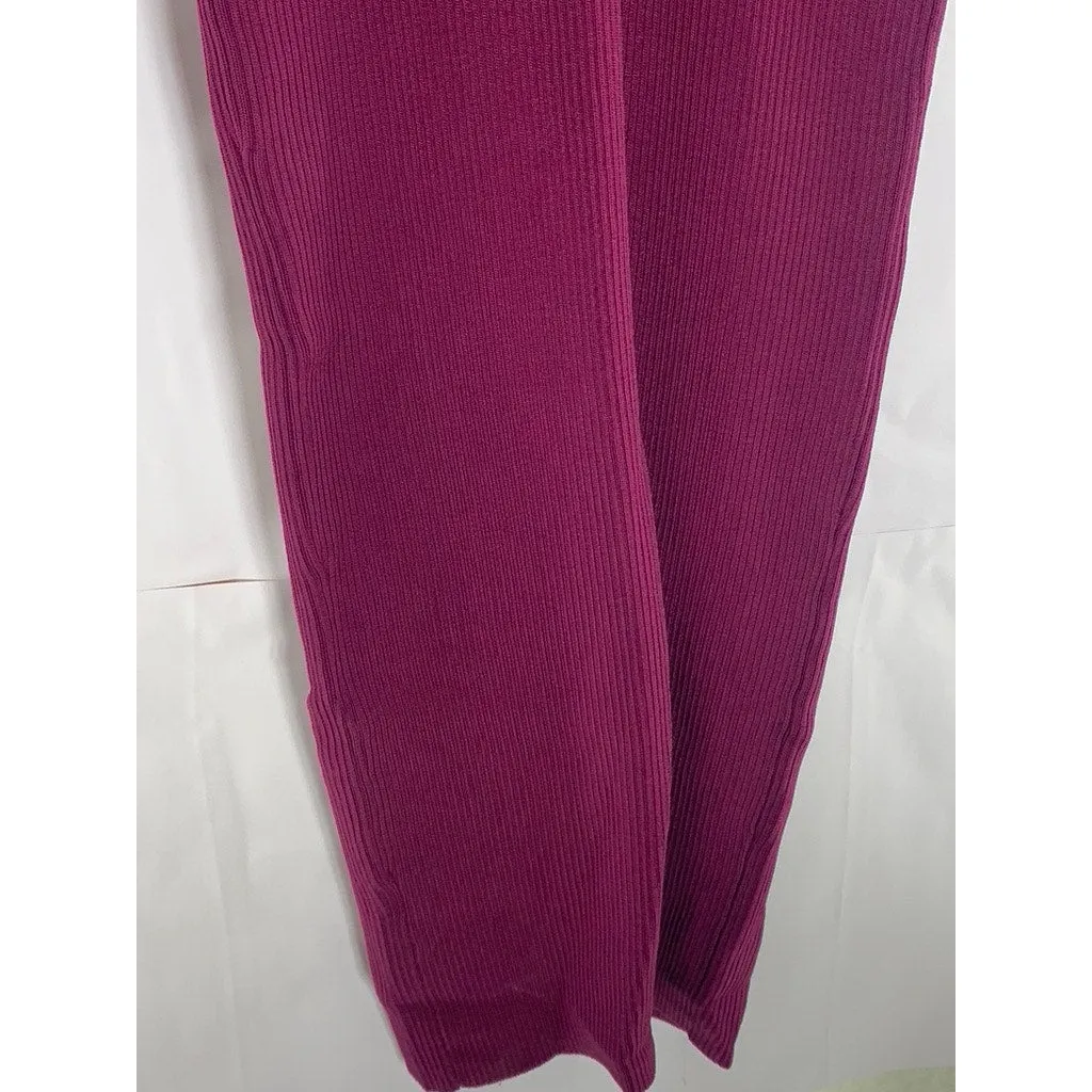 REBECCA MINKOFF Women's Wine Knit Crewneck Elbow Sleeve Maci Dress SZ S