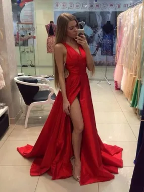Red Prom Dress with side Slit 2023 Long Prom Dress with Split Front MA128