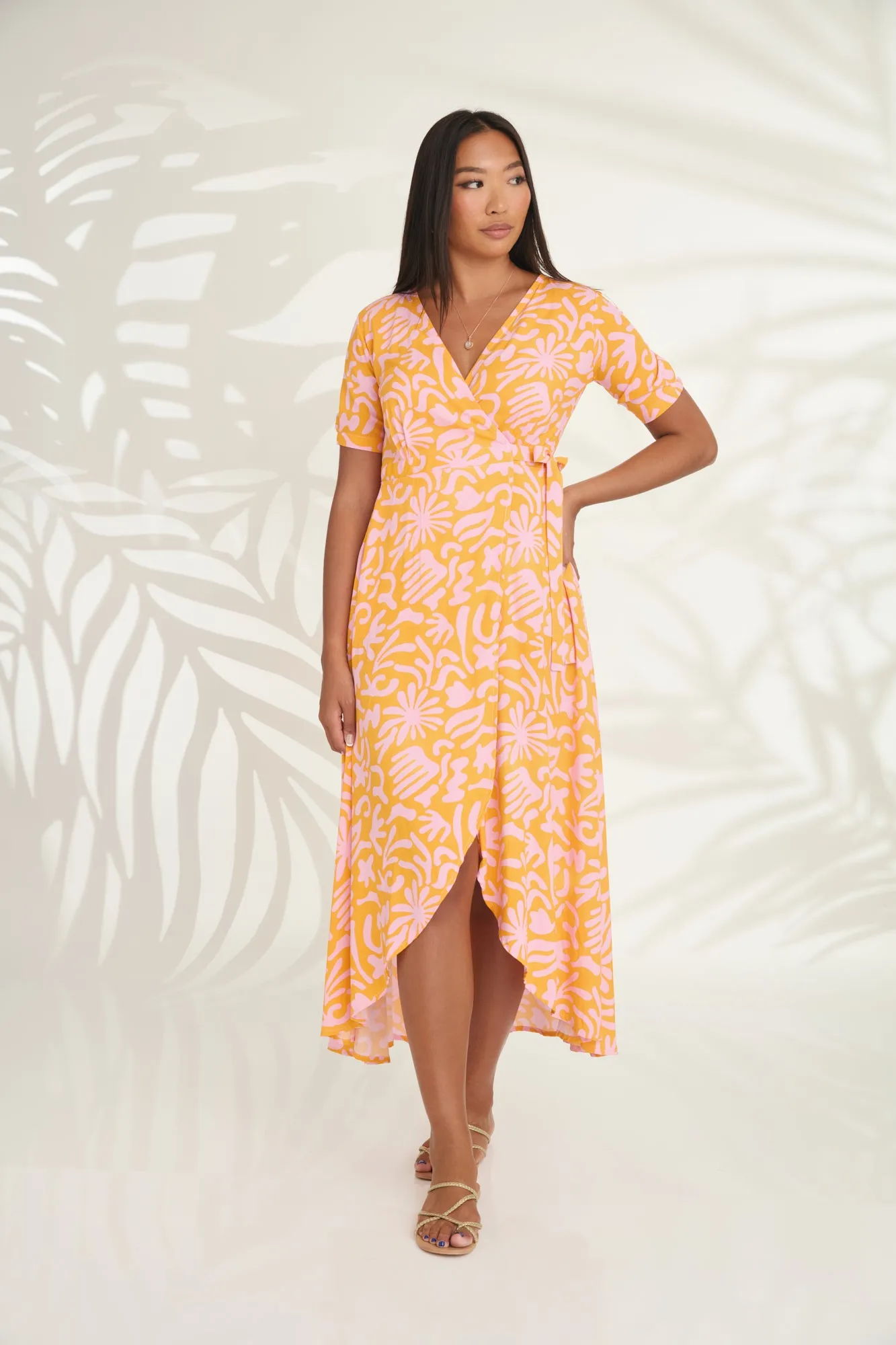Renae Wrap Dress - Orange Dream