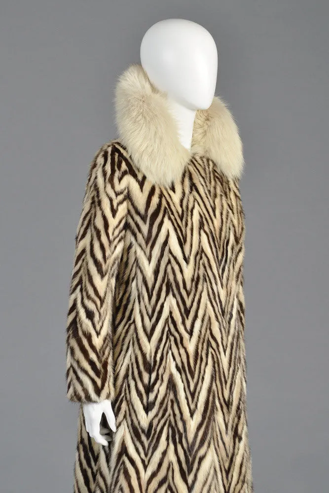 Revillon Zig Zag Mink and Fox Fur Coat
