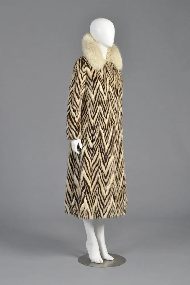 Revillon Zig Zag Mink and Fox Fur Coat