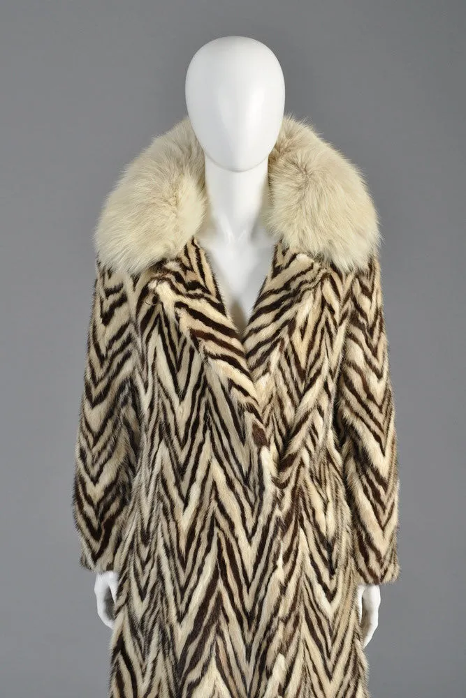 Revillon Zig Zag Mink and Fox Fur Coat