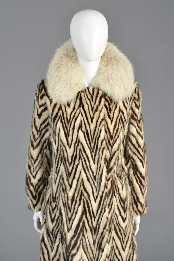 Revillon Zig Zag Mink and Fox Fur Coat