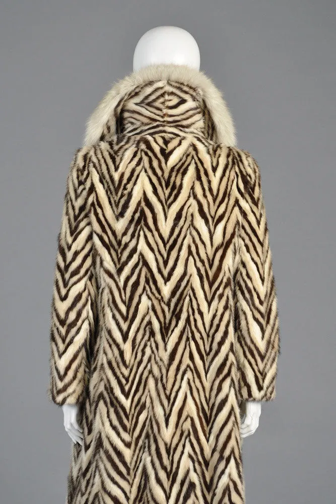 Revillon Zig Zag Mink and Fox Fur Coat