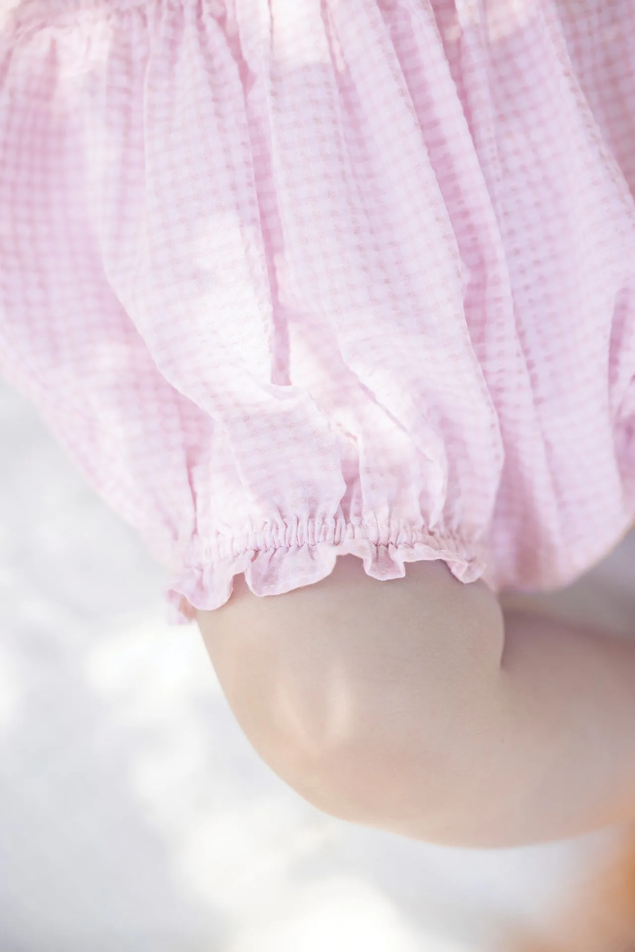 Romper Set - Pale Pink Two-tone Gingham