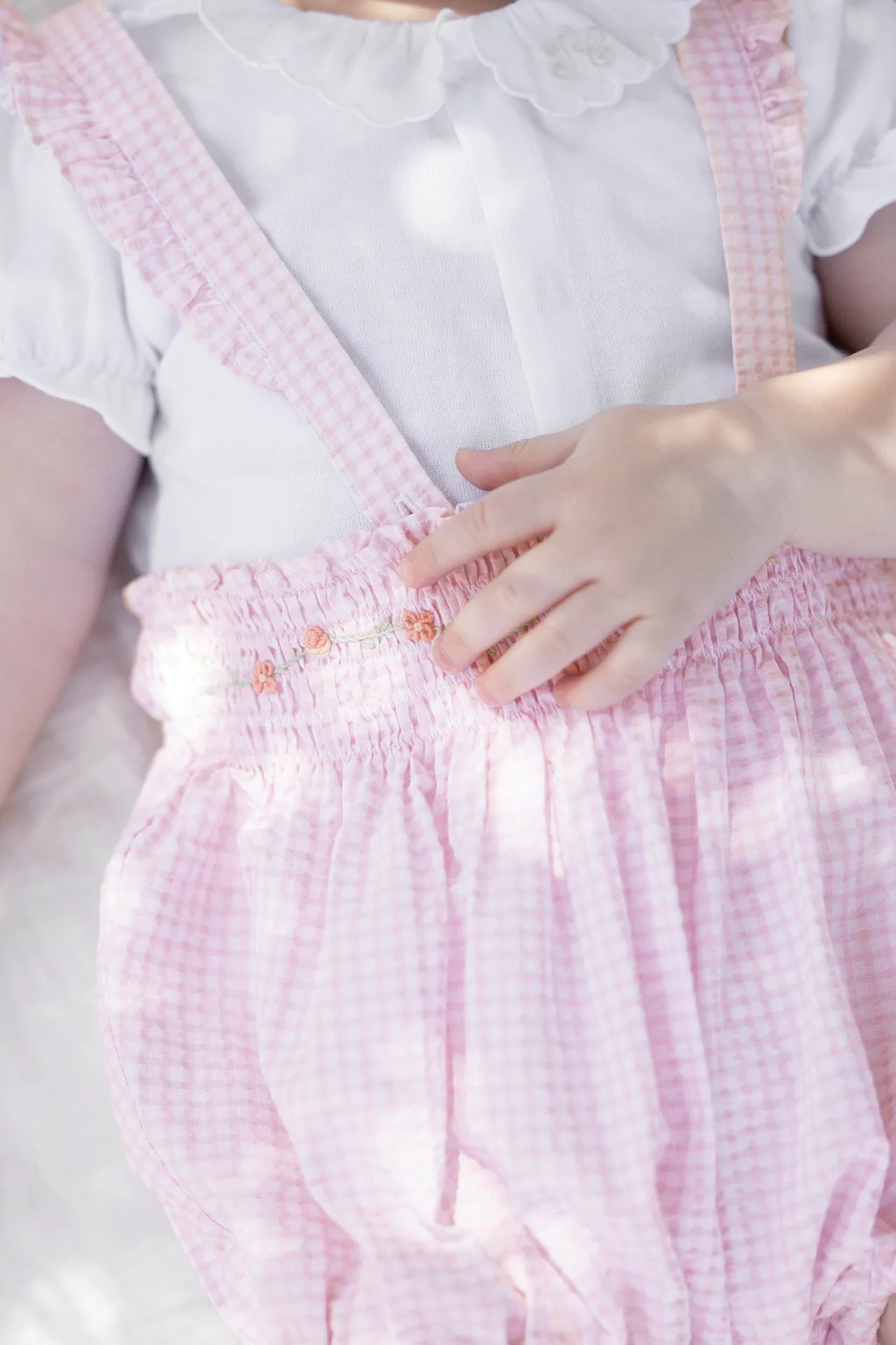 Romper Set - Pale Pink Two-tone Gingham