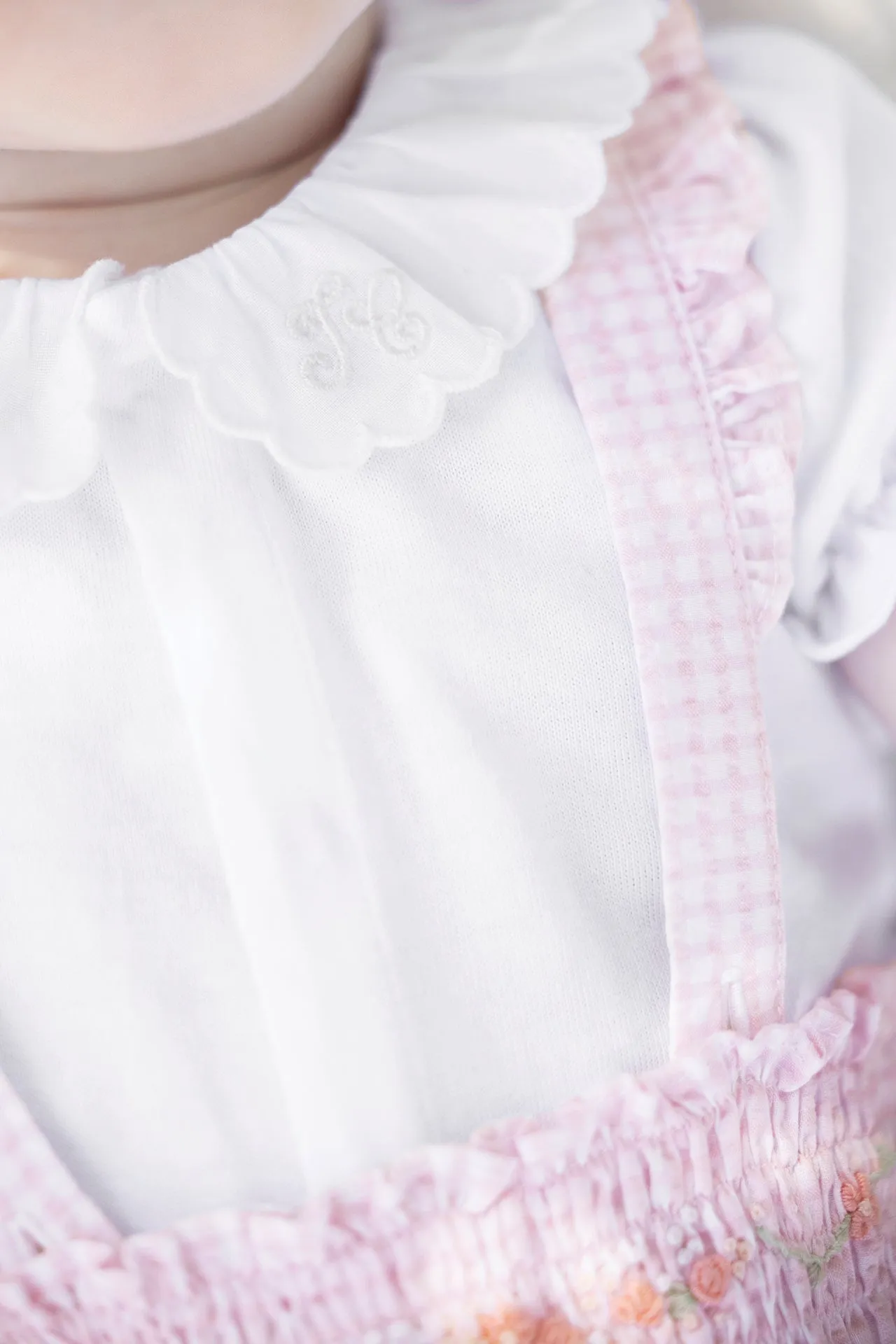 Romper Set - Pale Pink Two-tone Gingham