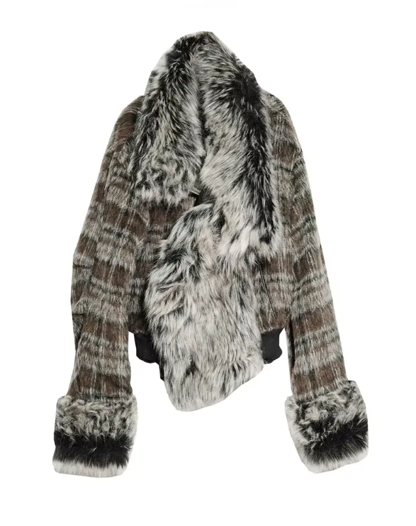 Sablet Reversible Plaid Faux Fur Jacket