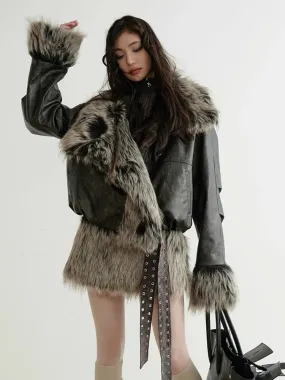 Sablet Reversible Plaid Faux Fur Jacket