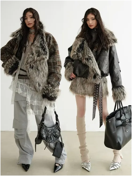 Sablet Reversible Plaid Faux Fur Jacket