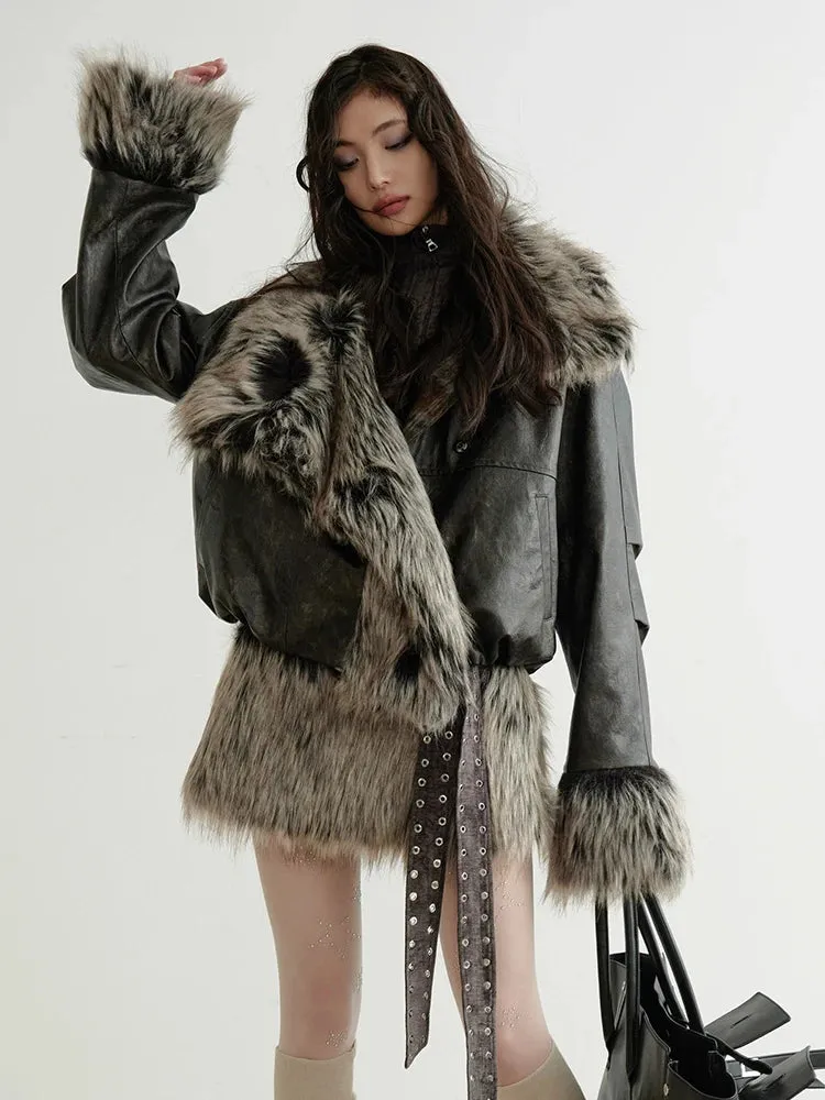 Sablet Reversible Plaid Faux Fur Jacket
