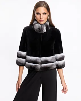 Sheared Mink Jacket With Chinchilla Trim