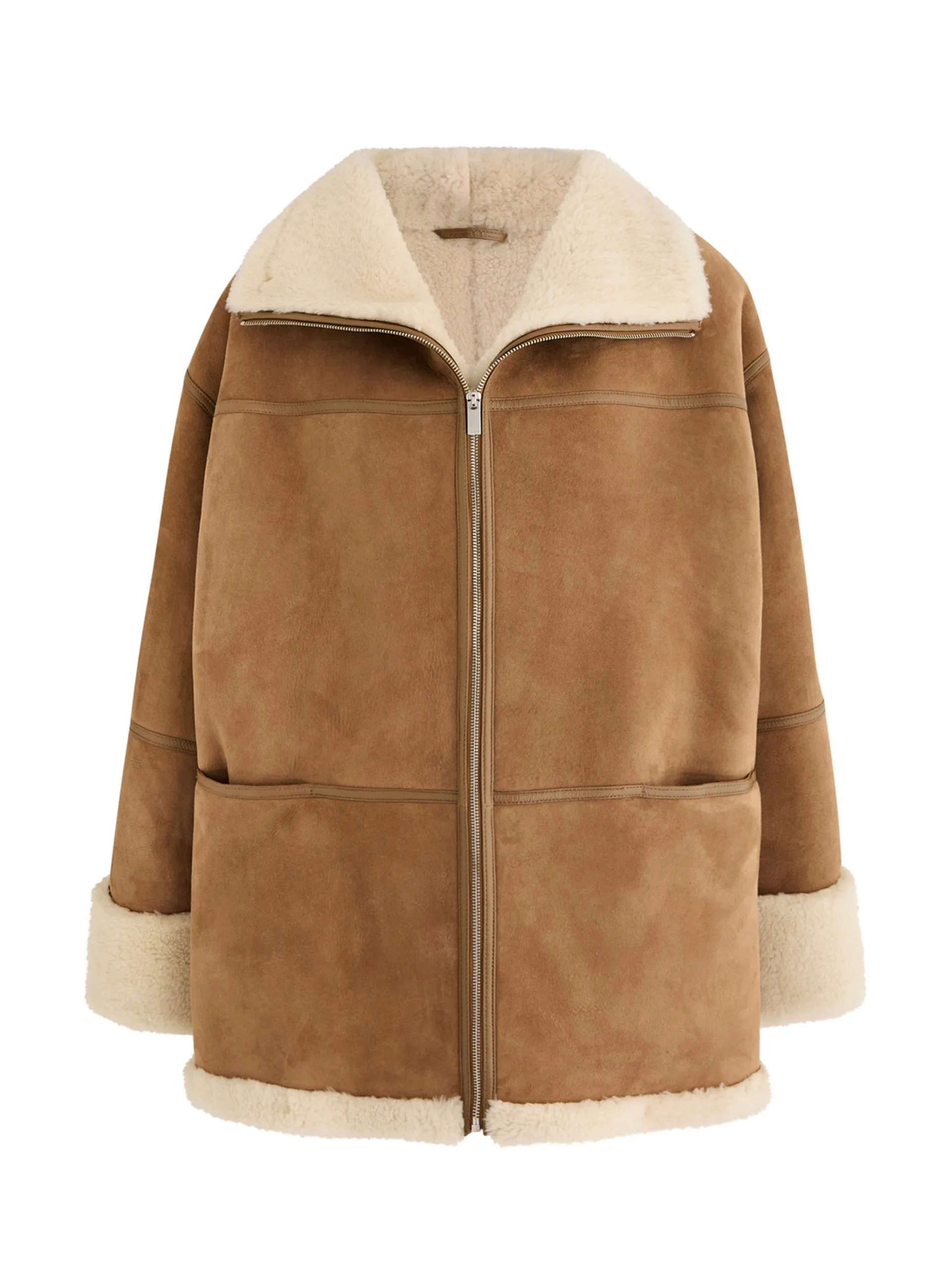 Shearling-trimmed suede jacket
