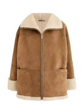 Shearling-trimmed suede jacket