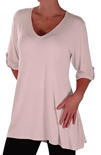Shellie V Neck Plus Size Tunic Top