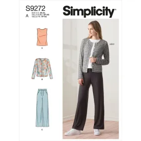 Simplicity Sewing Pattern S9272 Misses' Knit Cardigan Top & Pants
