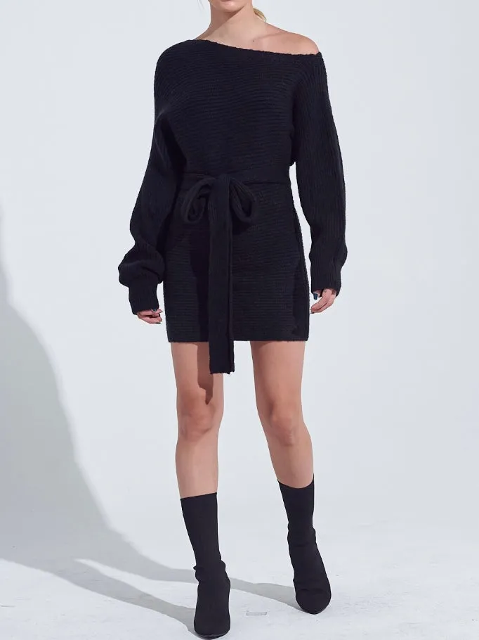 SNOW BUNNY Sweater Dress - Black (Final Sale)