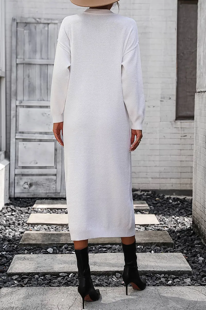 Solid Color Knitted Sweater Dress