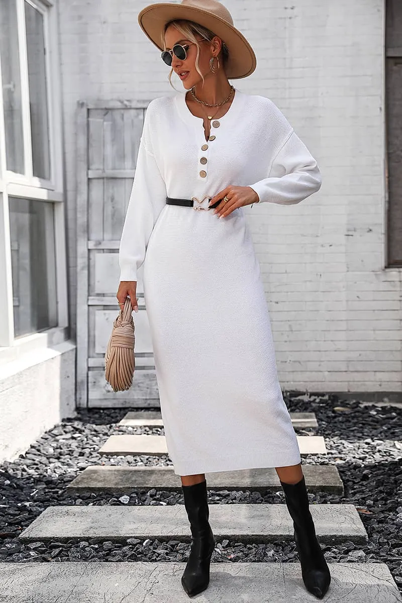 Solid Color Knitted Sweater Dress