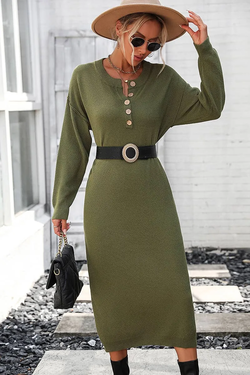 Solid Color Knitted Sweater Dress