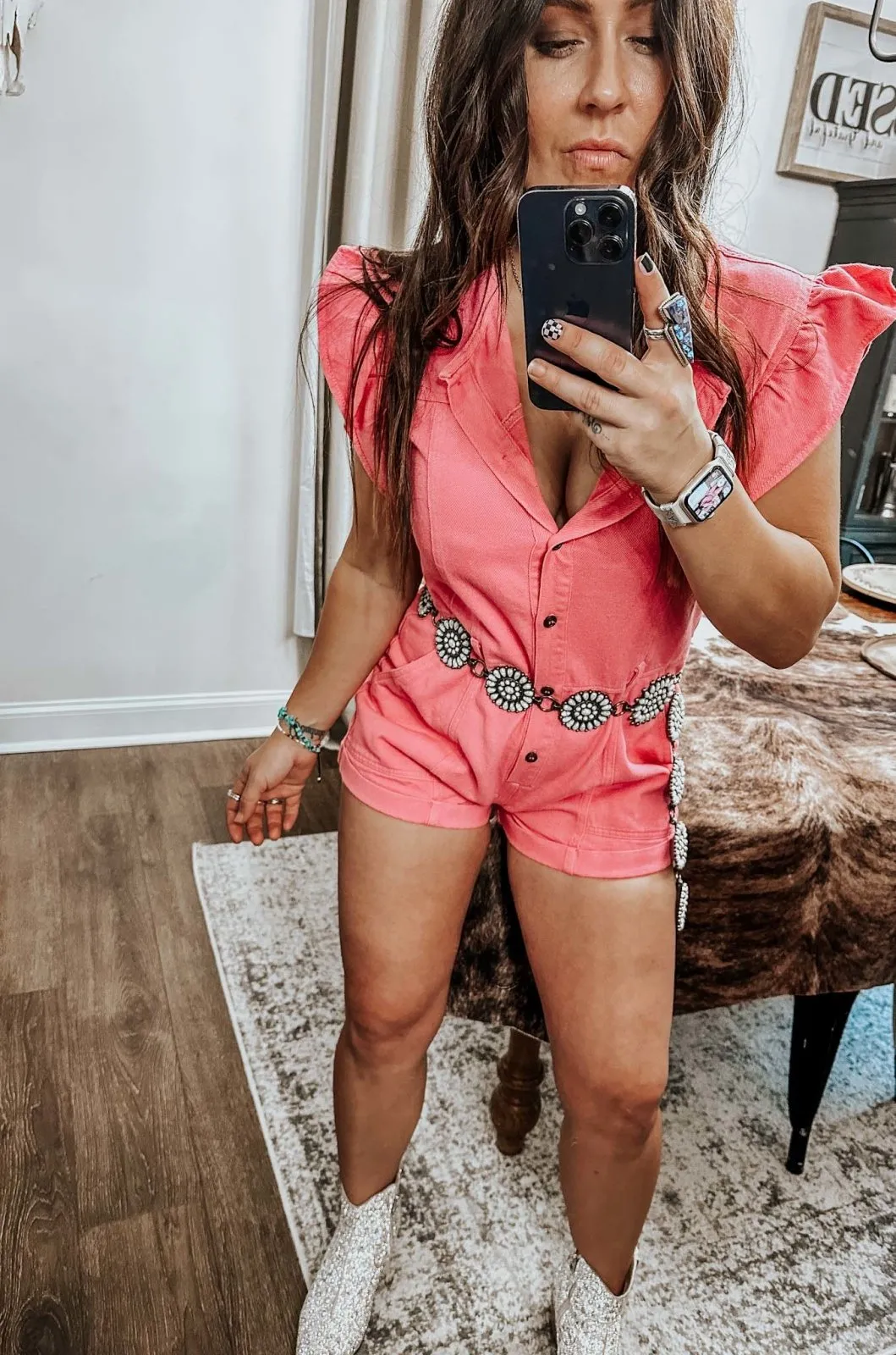 Somebody’s Problem Pink Denim Romper