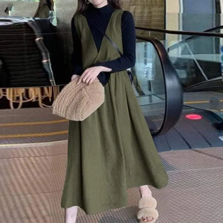 Street Style Midi Overall Dress