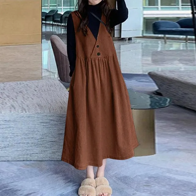 Street Style Midi Overall Dress