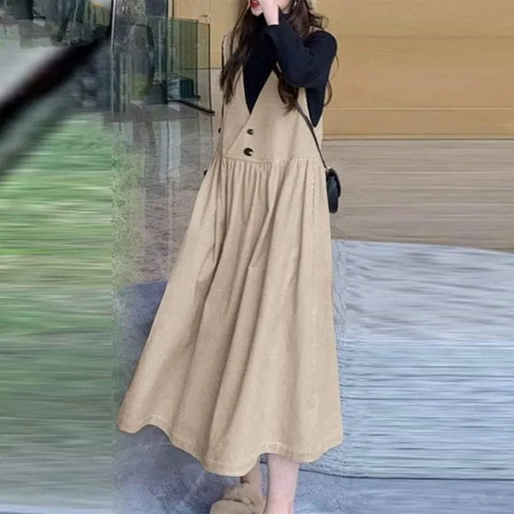 Street Style Midi Overall Dress
