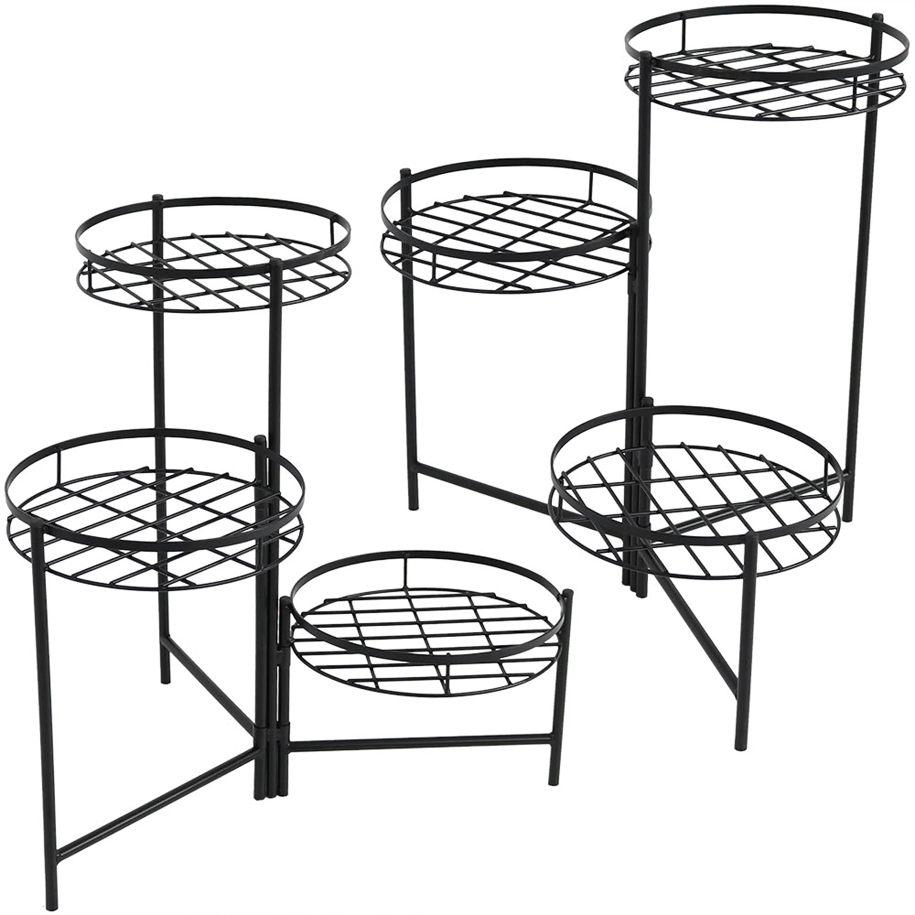 Sunnydaze Black 3-Tiered Planter Stand - 22" H - Set of Two