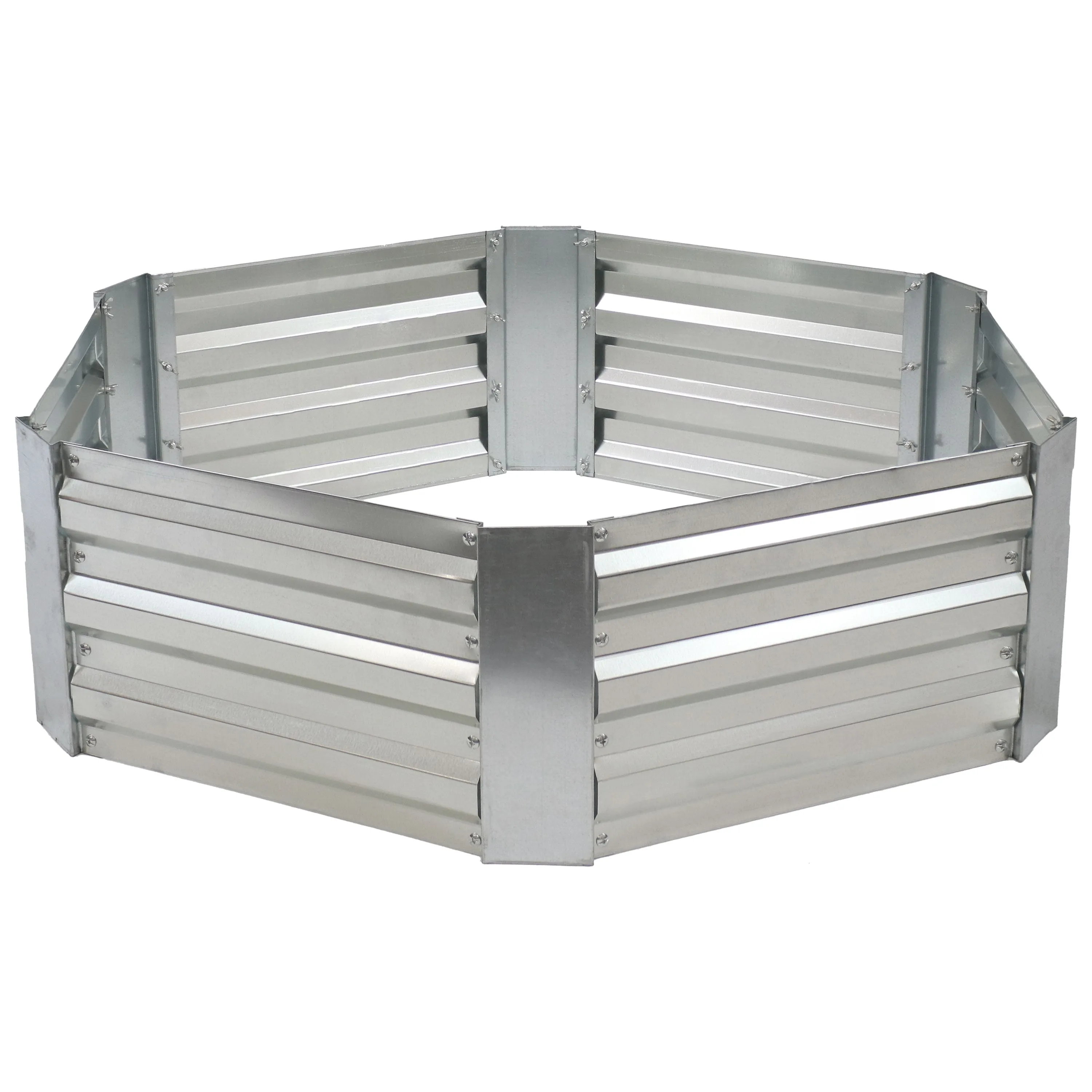 Sunnydaze Galvanized Steel Hexagon Raised Garden Bed - 12.25" H