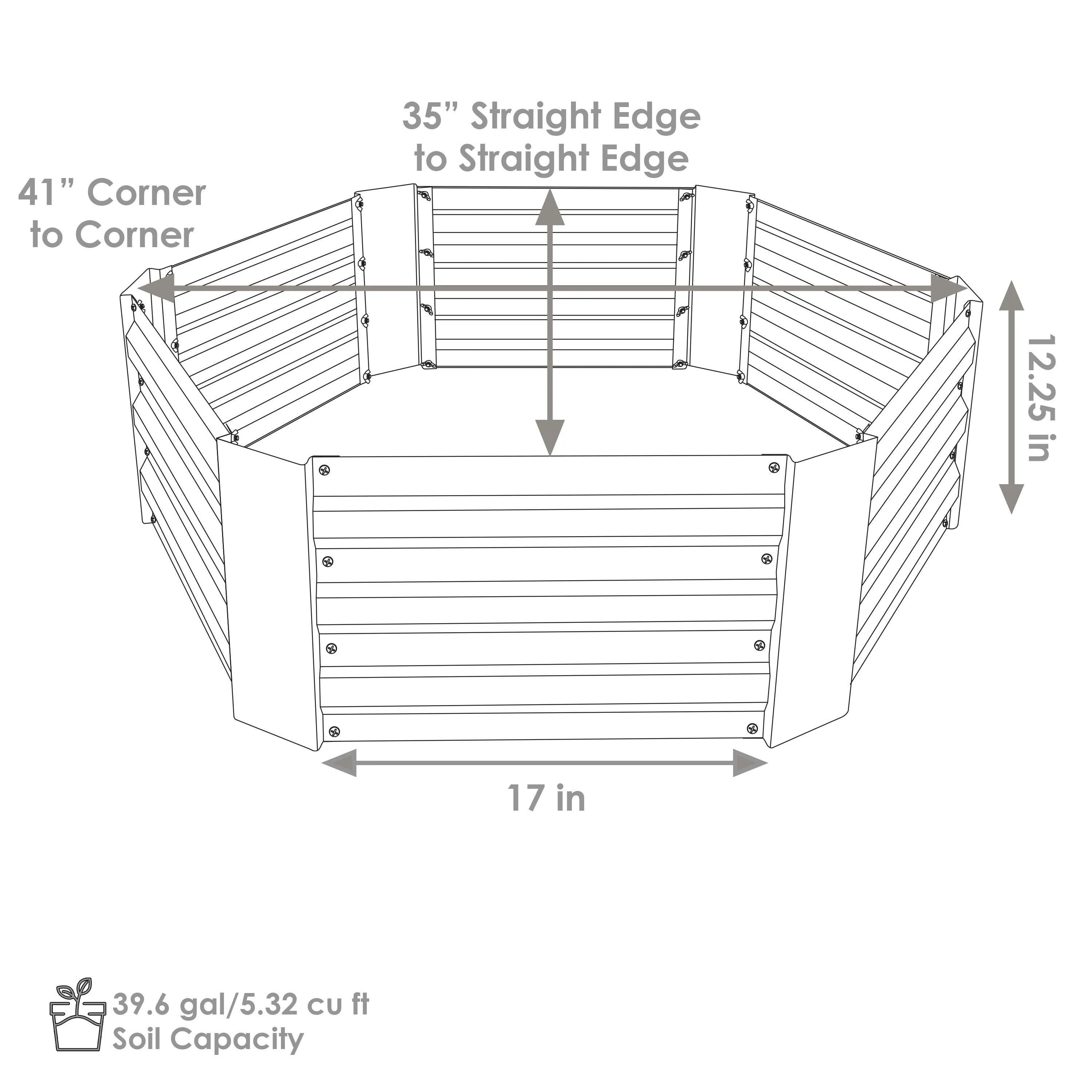 Sunnydaze Galvanized Steel Hexagon Raised Garden Bed - 12.25" H