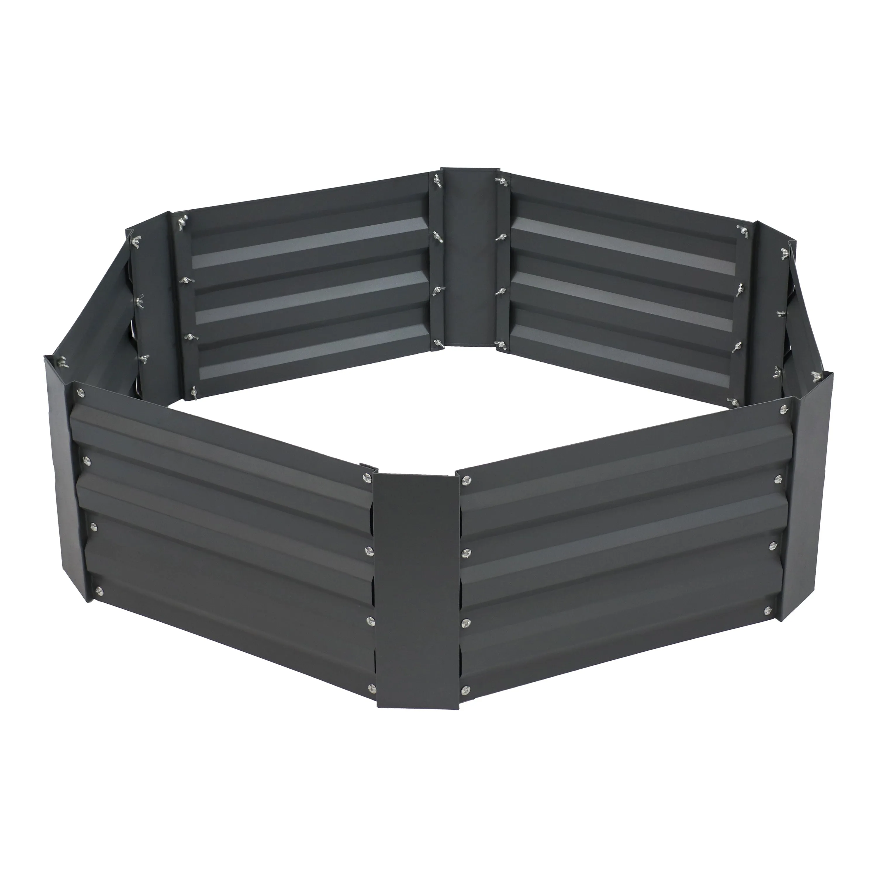 Sunnydaze Galvanized Steel Hexagon Raised Garden Bed - 12.25" H