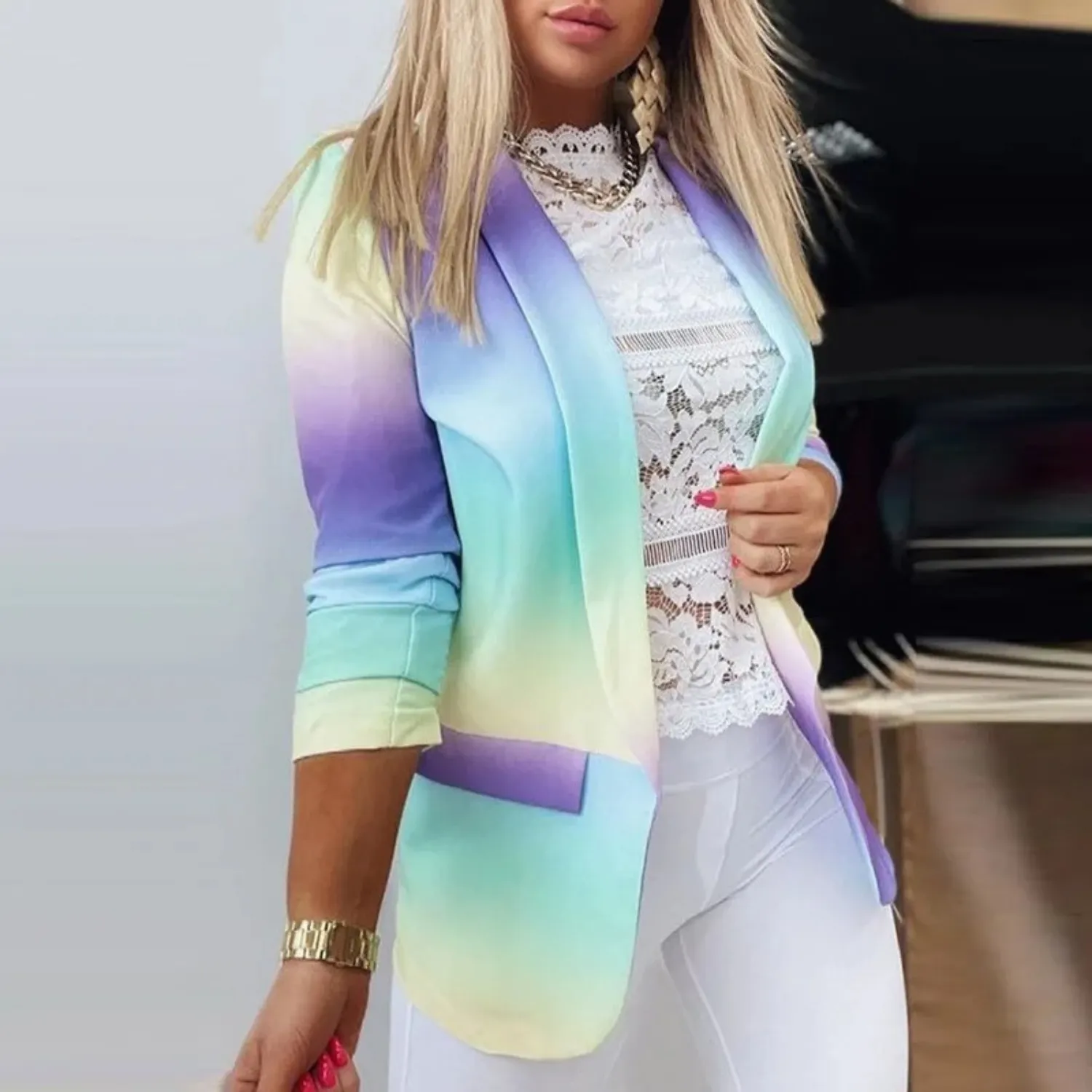 Sylis | Elegant Printed Shawl Collar Blazer
