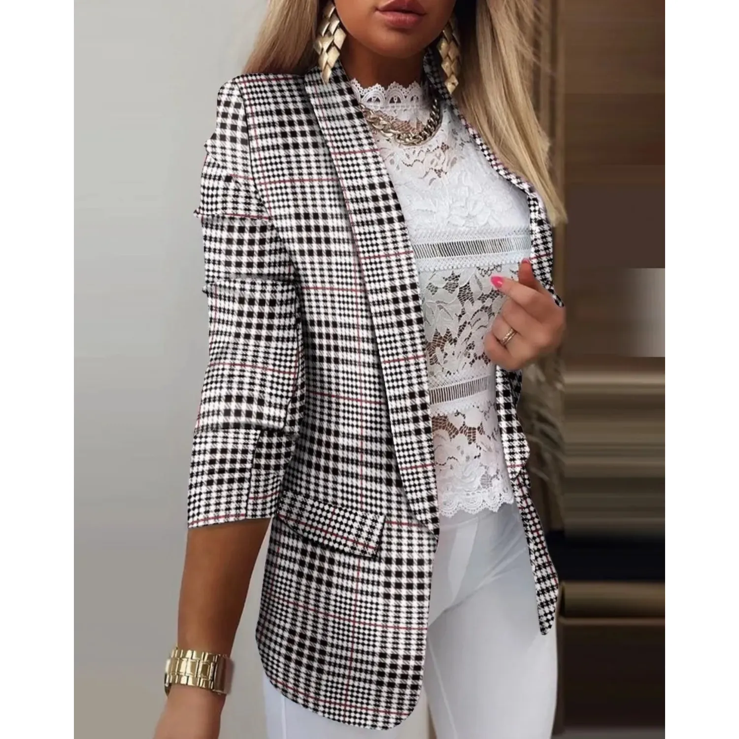 Sylis | Elegant Printed Shawl Collar Blazer