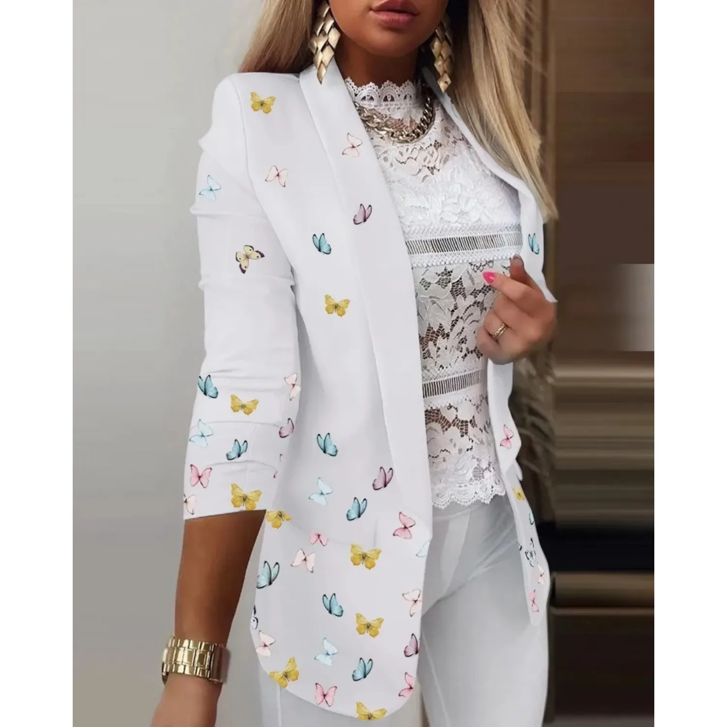Sylis | Elegant Printed Shawl Collar Blazer