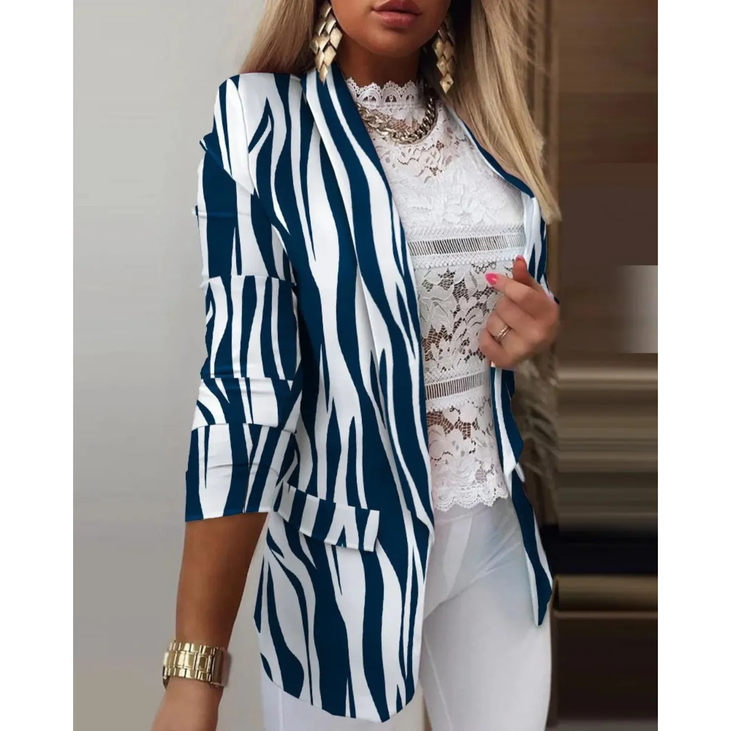 Sylis | Elegant Printed Shawl Collar Blazer