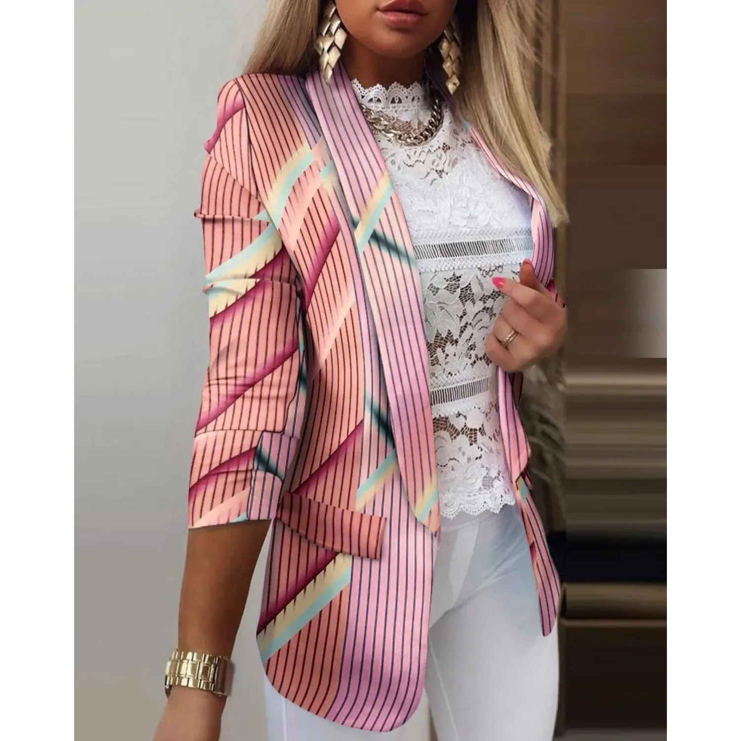 Sylis | Elegant Printed Shawl Collar Blazer