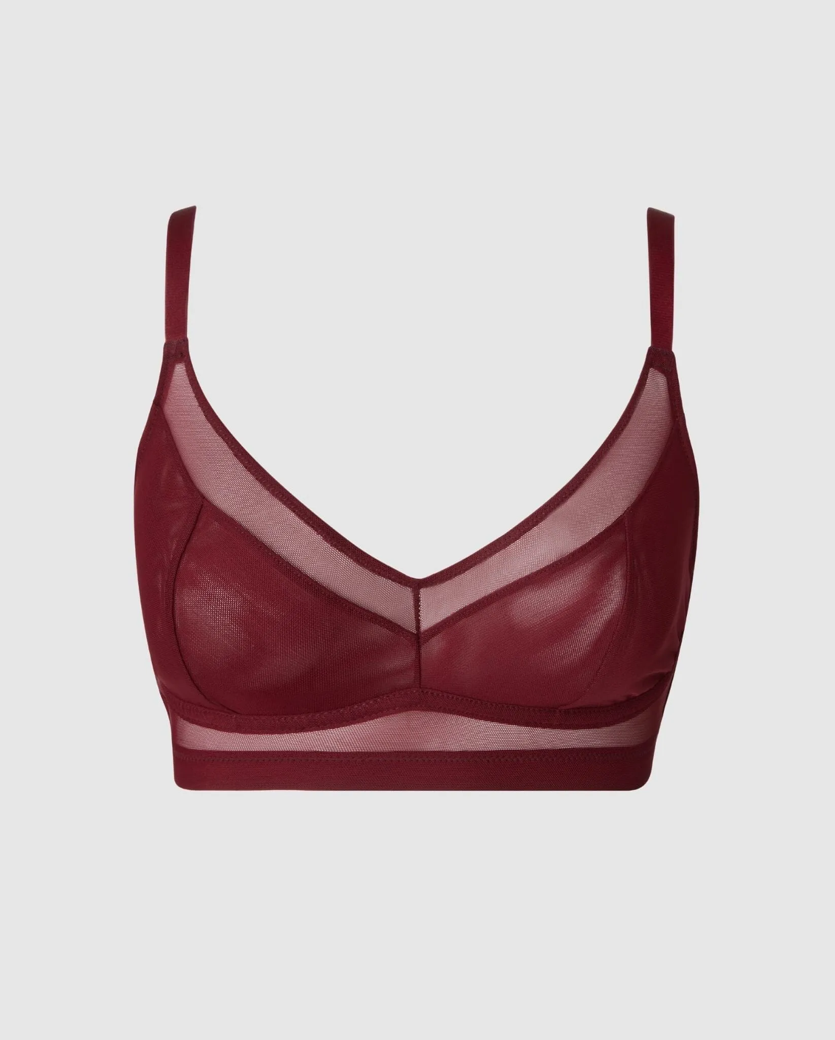 Understatement Underwear - Mesh Support  Bralette - Burgundy