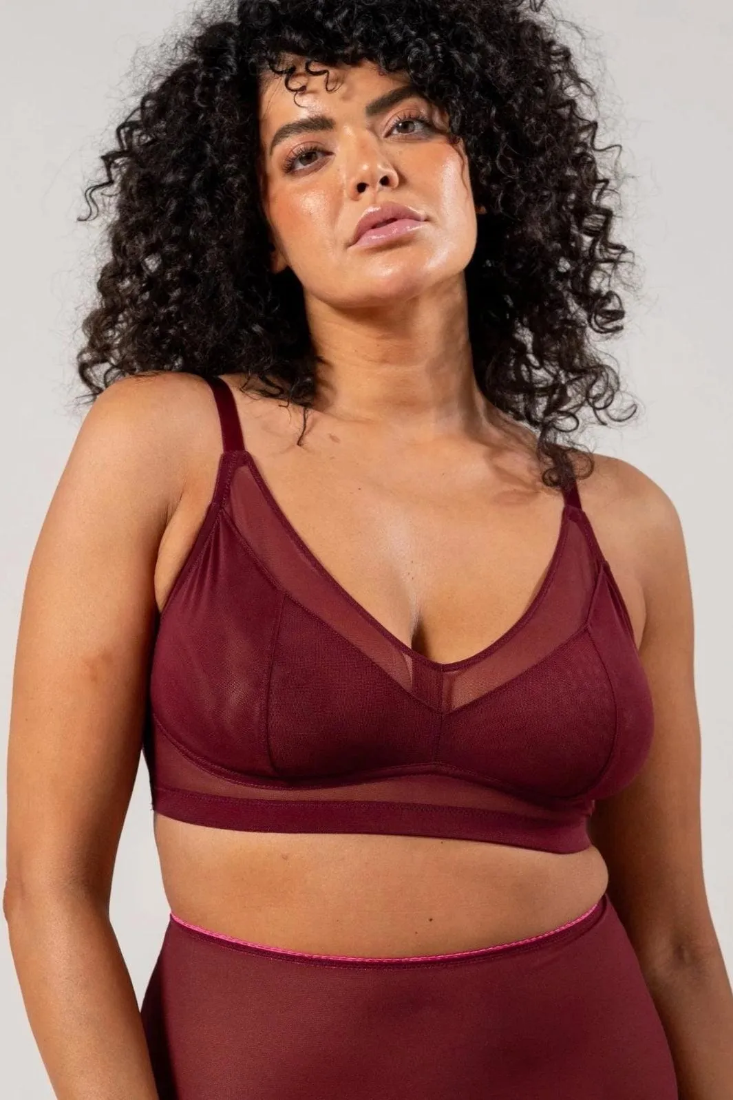Understatement Underwear - Mesh Support  Bralette - Burgundy