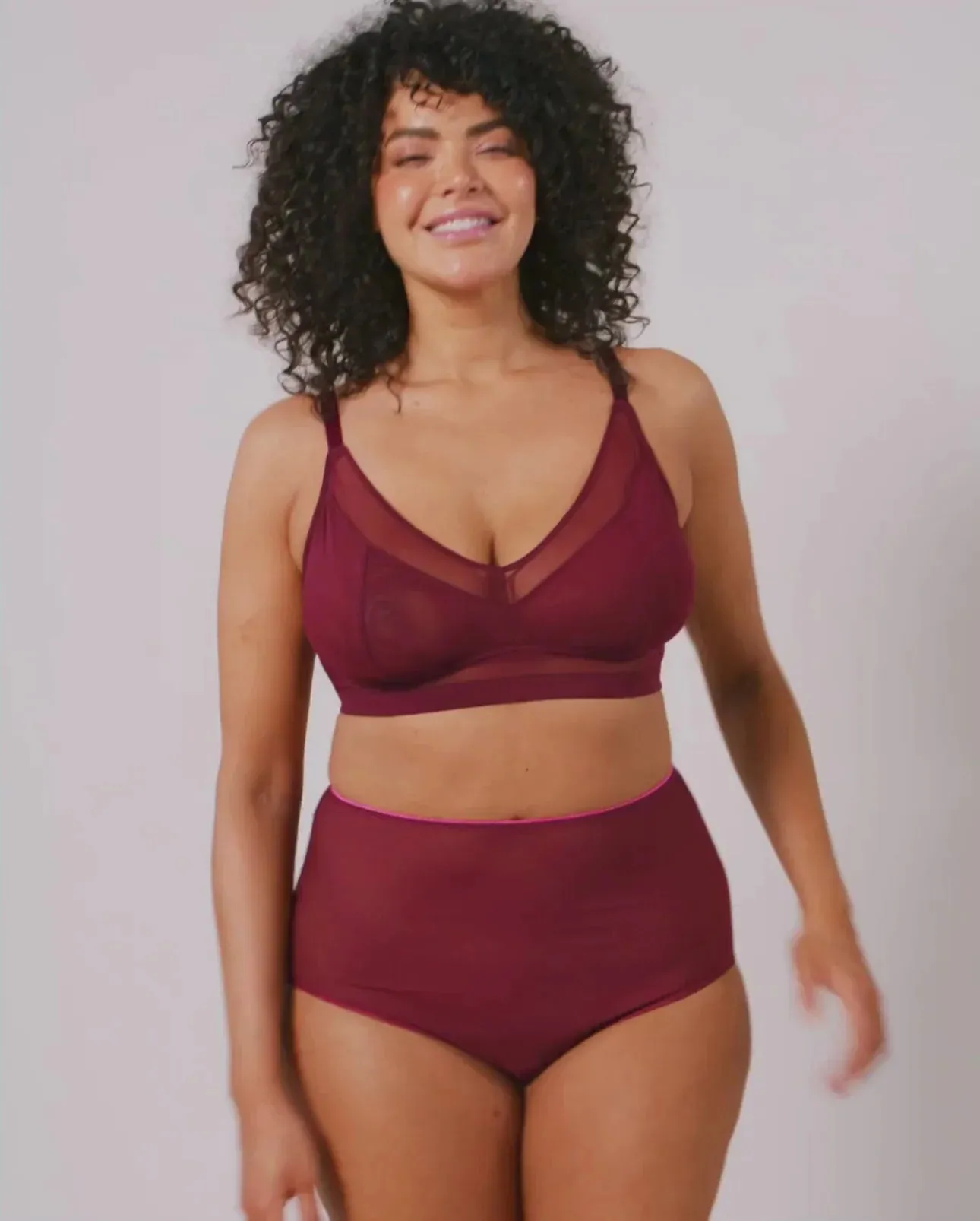 Understatement Underwear - Mesh Support  Bralette - Burgundy