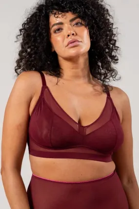 Understatement Underwear - Mesh Support  Bralette - Burgundy