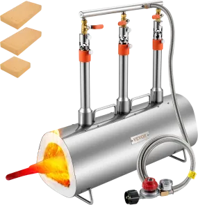 Vevor Propane Forge Portable Triple Burner Mini Furnace Stainless Steel New