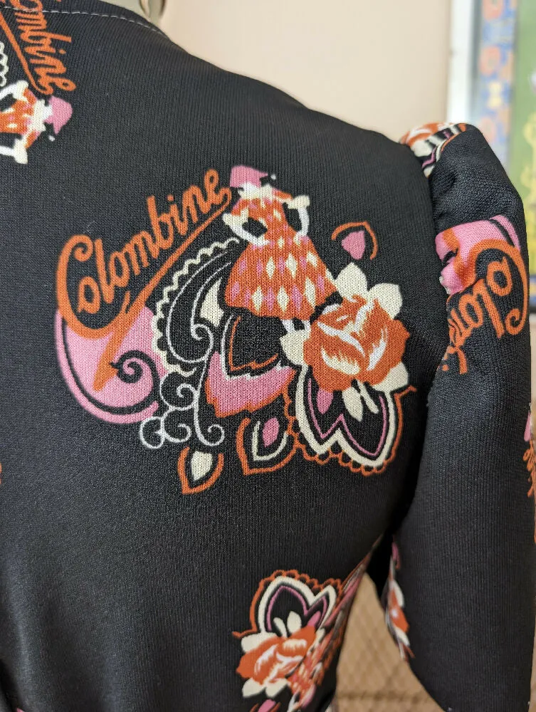 Vintage 70's Black Colombine Dress